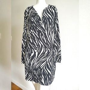 Diane Von Fürstenberg 3/4 Sleeve Jersey Dress Zebra Print Size 